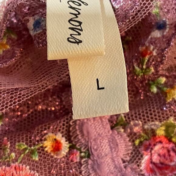 For Love & Lemons Daphne Garter Belt Purple New Floral Metallic Embroidery Large - Picture 11 of 11